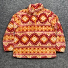 Simply Southern Womens Sherpa Fleece Quarter Zip Pullover Southwestern Orange L