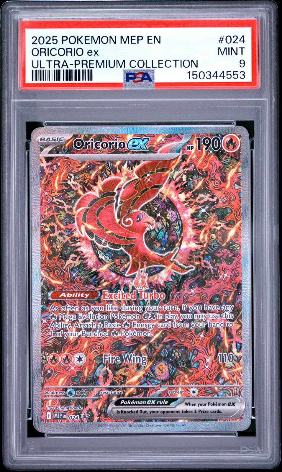 2025 POKEMON MEP EN-ME BLACK STAR PROMO #024 ORICORIO EX PSA 9