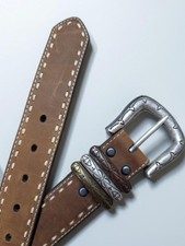 vintage ARIAT buckle belt TOOLED leather 38 brown WESTERN laced COWBOY rodeo