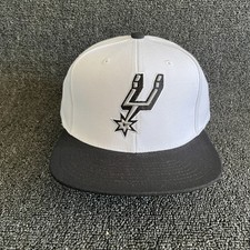 Mitchell Ness NBA San Antonio Spurs Flat Brim Snapback White Black Baseball Ca