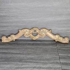 Antique French Wood Carved Oak Pediment Architectural Salvage Overhead Door 24"