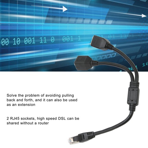 RJ45 Ethernet Adapter Cable Extension 1 To 2 Port Excellent Connection Trans NEW - Afbeelding 10 van 12