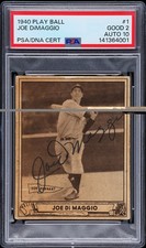 1940 Play Ball Joe Dimaggio #1 PSA 2 Auto 10 Newly Graded Well Centered