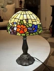 Vintage Multi-Color Tiffany Style Stained Glass Table Desk Lamp 17 Inches tall