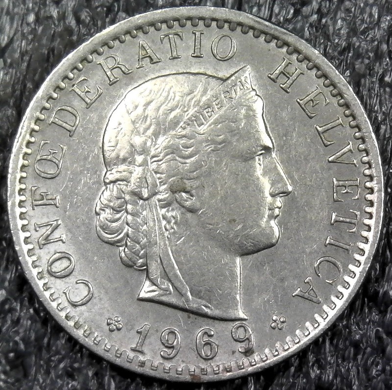 1969 Swiss 20 Rappen Foreign World Coin KM#29a (z1284)