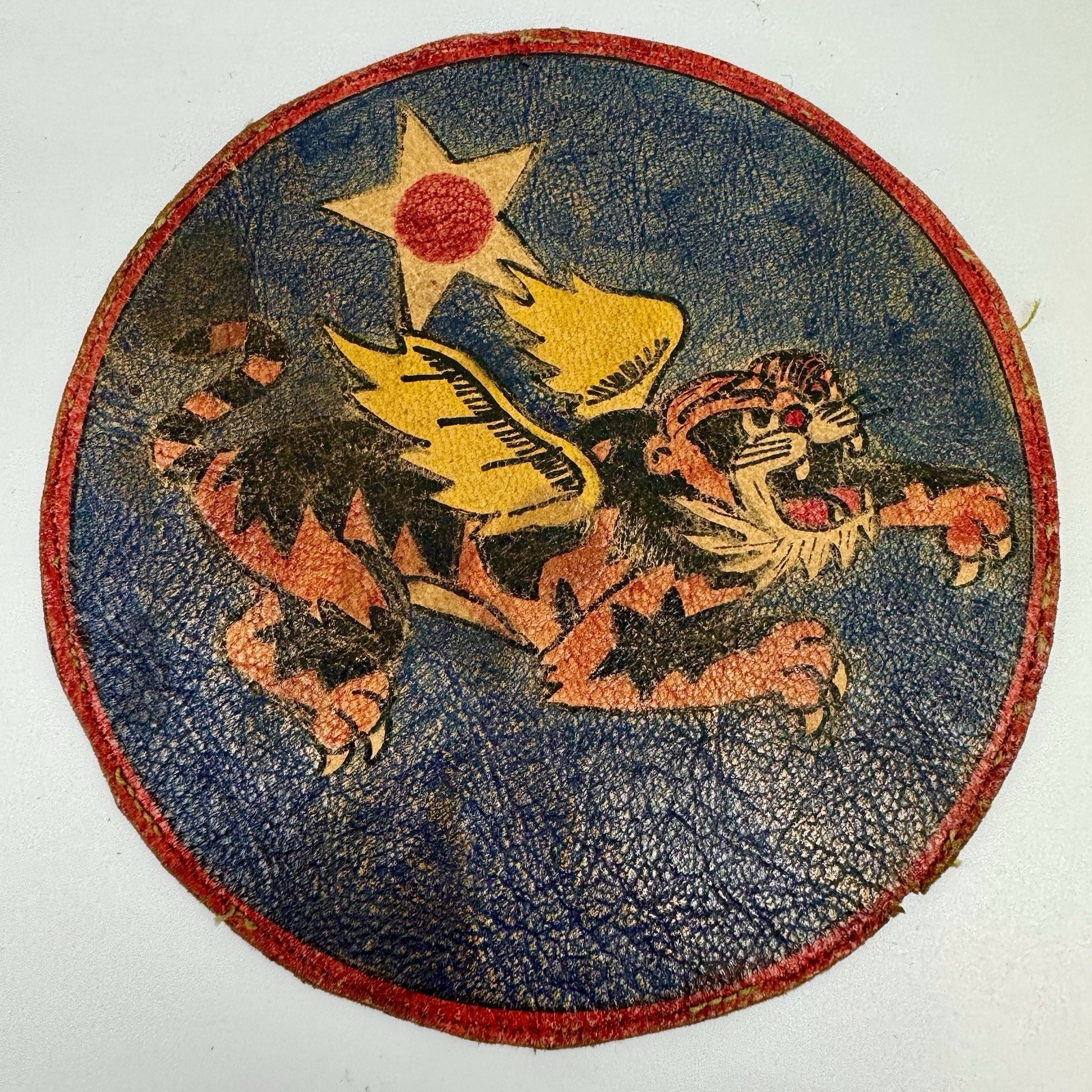 WWII Flying Tigers 14th AF Hand-Painted Leather Patches • Theater-Made Authentic