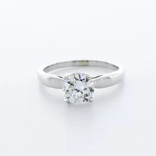 Engagement Ring Vintage 14K White Gold 1.85 Carat Round Lab-Grown Diamond D SI1