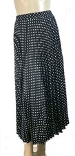 Unworn Black White Polka Dot Pleated Preppy Grunge Midi Skirt A Line L
