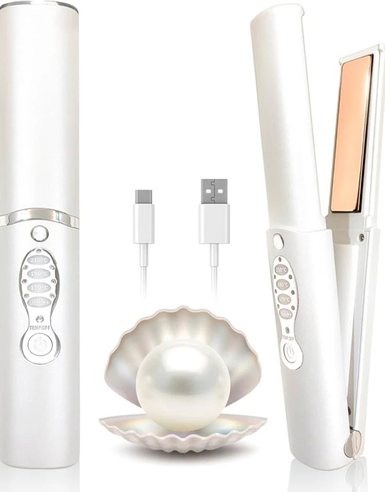 Hair Straighteners Mini Curler Travel Cordless Wand Fast Heating Titanium Plate - Image 2 of 4