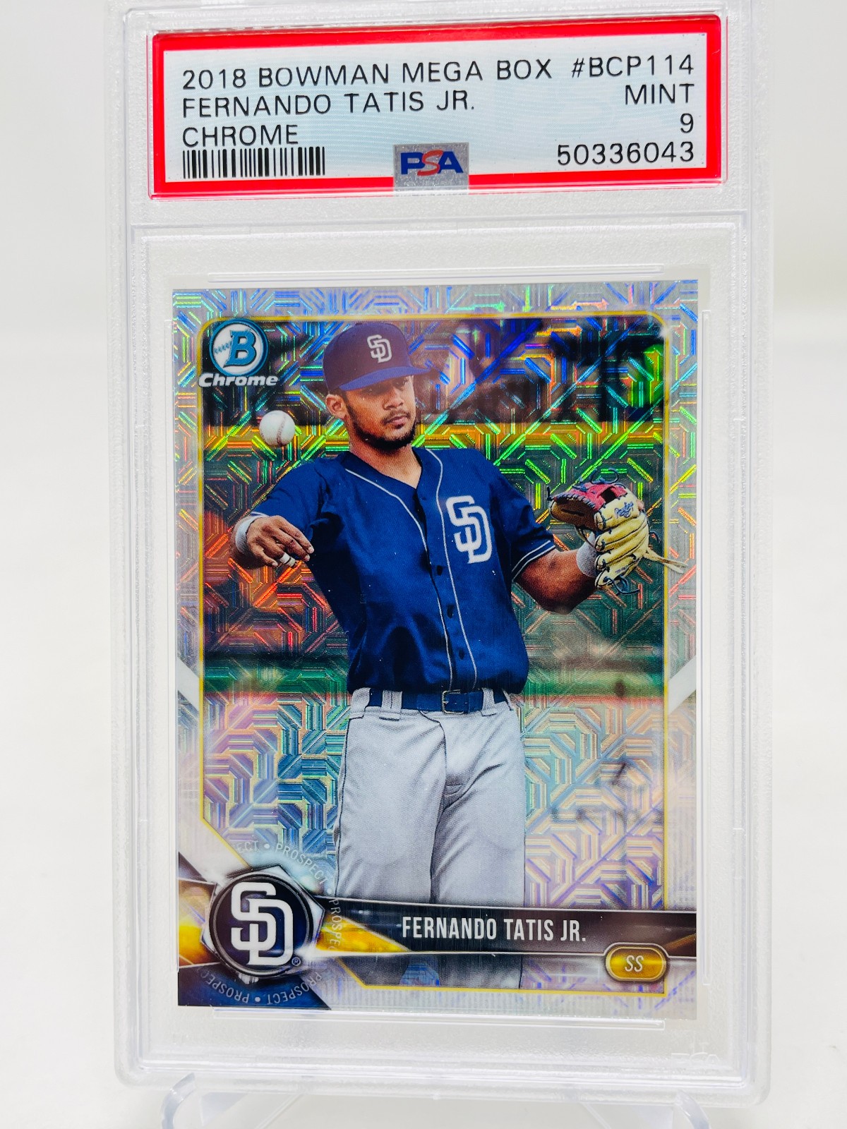 2018 Bowman Mega Box #BCP114 Fernando Tatis jr Chrome PSA 9 view 10