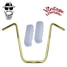 Original Lowrider 16" 22.2 D Handlebar Gold Custom 120mm Grips Sparkle/Clear