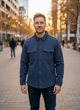 NWT Men  s Rhone Fleece Shacket Vintage Indigo Heather XL New Comfort Relaxed
