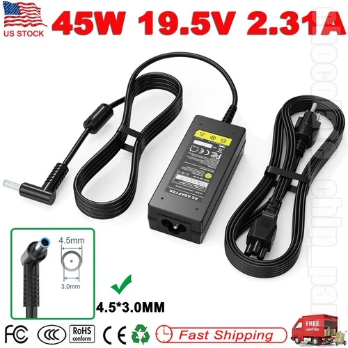 NEW 45W 19.5V 2.31A AC Adapter Charger For HP Laptop Power Supply Cord 4.5*3.0mm