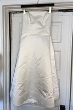 Amsale LW172 Ivory Little White Dress Size 8 - Strapless Midi with Back Bow