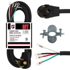 4 Prong Dryer Cord, 6 ft 10/4 SRDT, 30Amp Appliance Extension Power Cord, NEM...