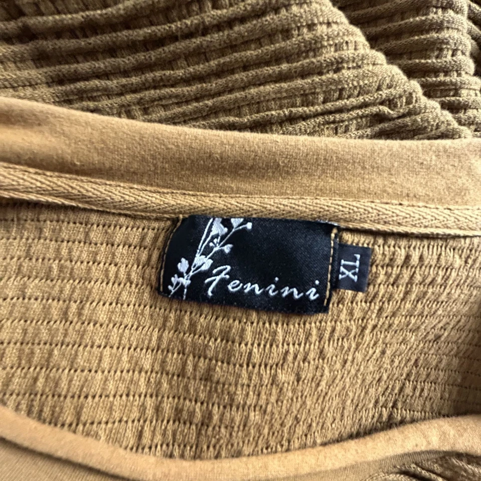 Pullover Fenini para mujer tejido texturizado marrón manga larga XL algodón Lagenlook Foto 3 de 4