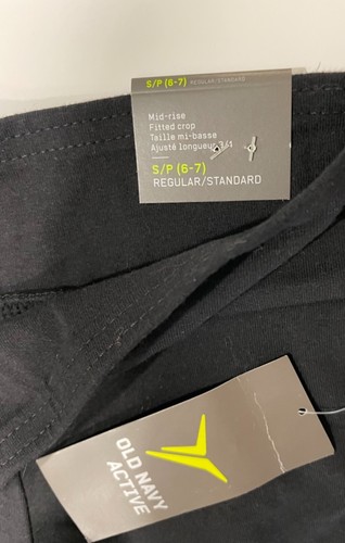OLD NAVY Active kids girls youth SMALL 6-7 Capri mid-rise black leggings Gap NEW - Picture 2 of 12
