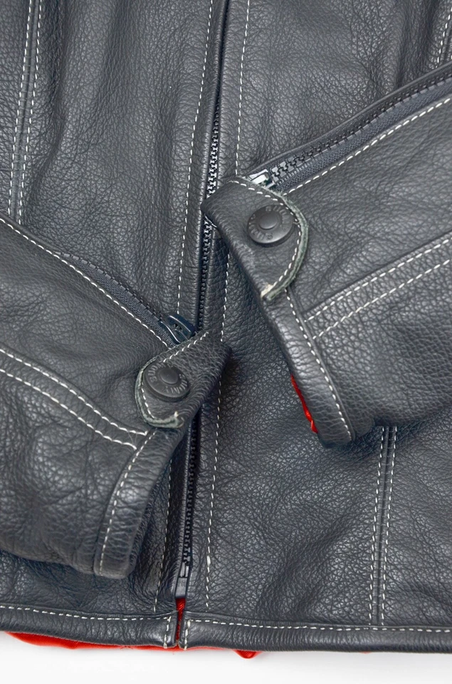 Chaqueta de moto Suomy negra de cuero genuino forro CE - talla XL Foto 3 de 4