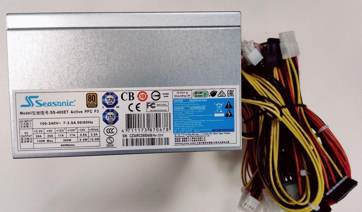 Seasonic ATX SS-400ET Active PFC F3 400W Power Supply, New | eBay