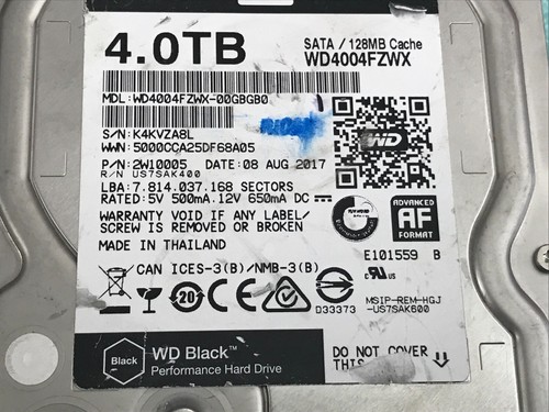 Western Digital WD4004FZWX-00GBGB0 4TB 7.2K 3.5" SATA Internal Hard Drive HD944 - Picture 2 of 12