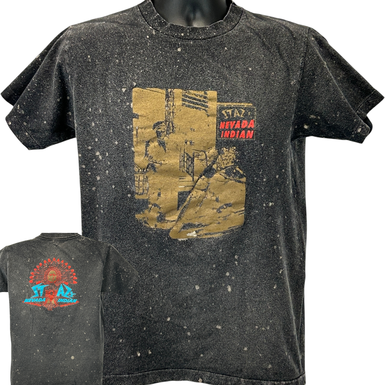 Vintage Stazs Nevada Indian Motorcycles Biker Dealer T-Shirt Mens Medium Black