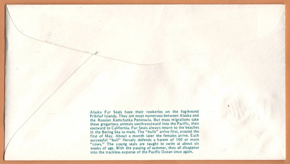 US WARM SPRINGS OR. 1972 Very Fine FDC Wildlife Conservation Fur Seal 8c. - Image 2 of 2