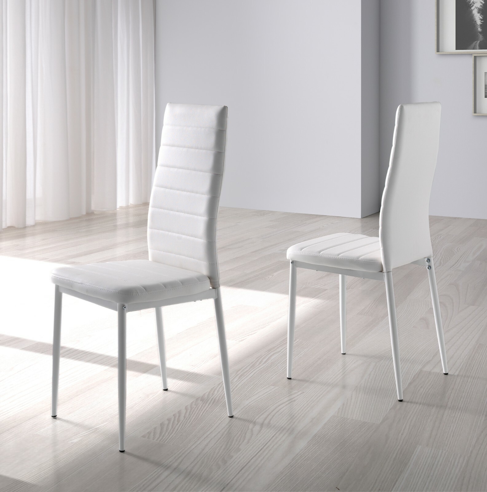 Pack 2 sillas Clady comedor salon color blanco moderno cocina polipiel