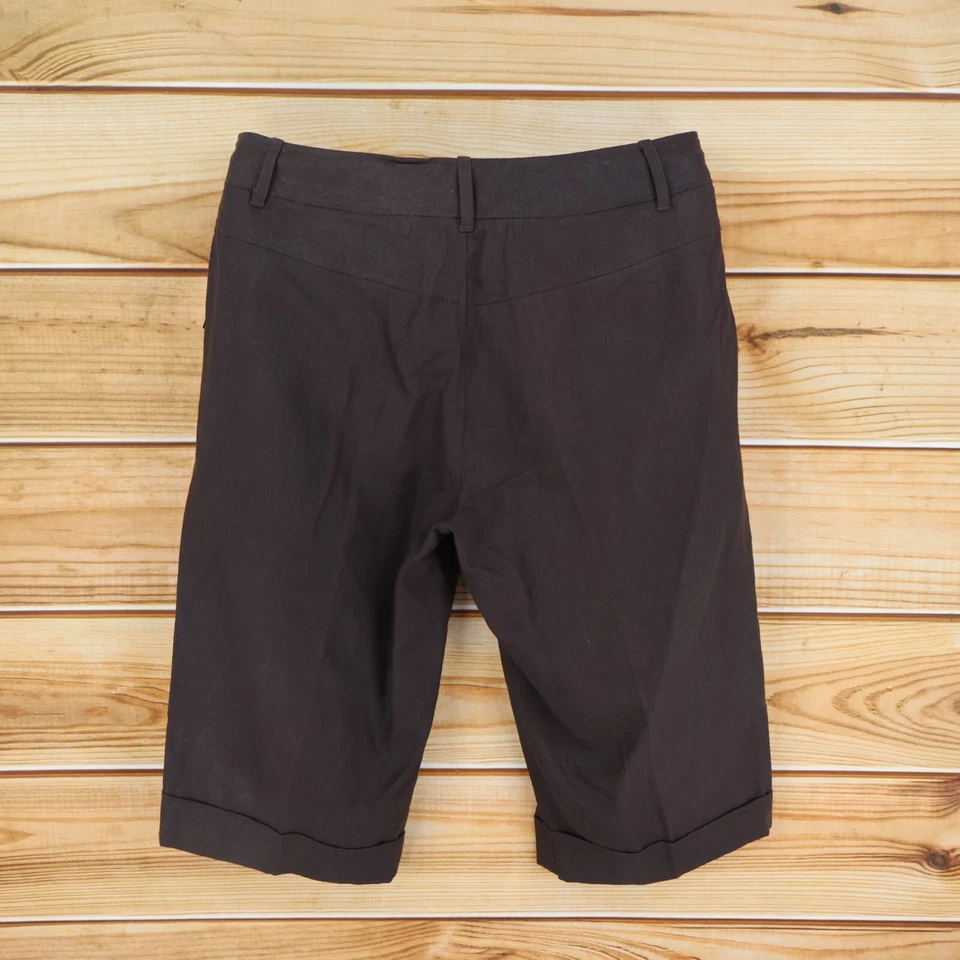 Versailles Capri Pants Womens 14 Dark Brown Linen Blend Cuffed Leg Pockets NEW - Image 2 of 4