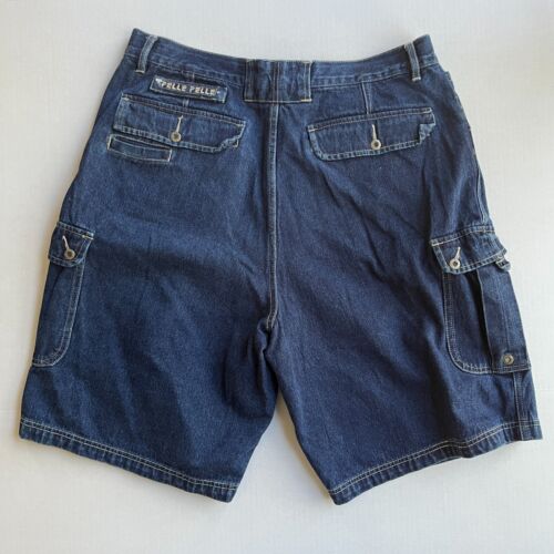 Vtg Pelle Pelle Denim Jean Shorts Jorts Mens 40 Cargo Dark 90s Y2K Baggy Hip Hop - Picture 3 of 10