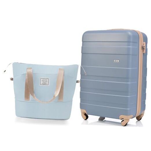 Luggage Hardshell with Spinner Wheel Lightweight TSA 2-Piece Set light blue