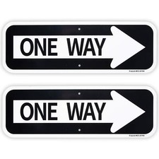One Way Right Arrow Sign 18x6 Inch Reflective Aluminum 2 Pack UV Protected