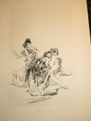 d'ap. Francisco J. DE GOYA (1746-1828) EAU FORTE ESPANISCHE SZENE JACQUEMART ...