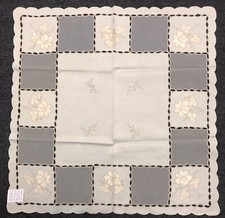 Polyester Embroidered 33" Square Tablecloth Night Stand Side Table Cover Beige