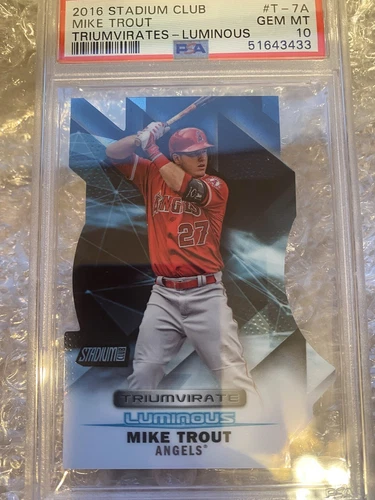 2016 Stadium Club Mike Trout Triumvirate Luminous #T-7A Gem Mt PSA 10 (51643433)