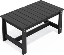 Outdoor Coffee Table, HDPE Patio Coffee Table for Outside, Rectangle, Black