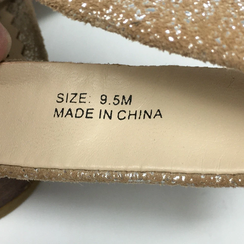 Farylrobin 拖鞋凉鞋拖鞋女式 9.5 码金色破旧 — 第 2/4 张图片