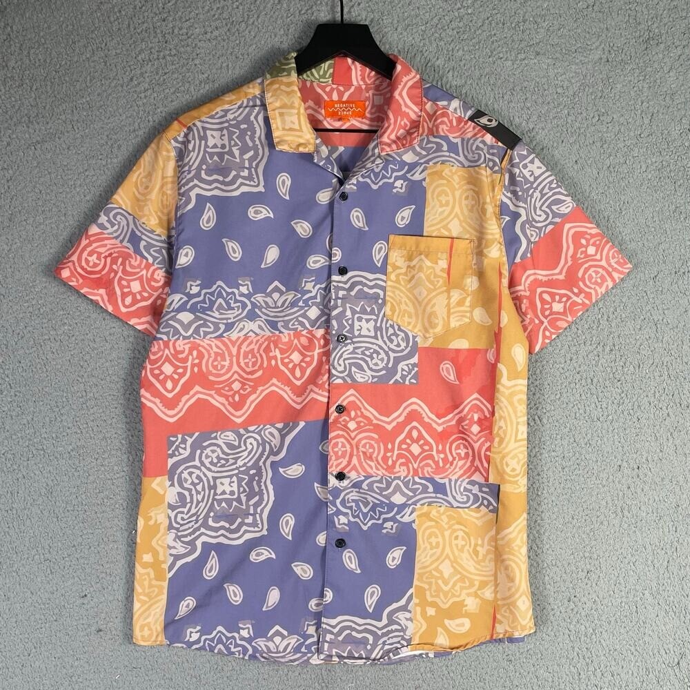 Negative Space Patchwork Bandana Print Shirt Mult… - image 3