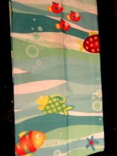 New fun underwater FISH Ocean fabric SHOWER CURTAIN Tropical Blue Crabs starfish