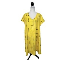 Shein Curve Dress Womens 2XL  Yellow & Black Loose Flared V Neck Pullover Flowy