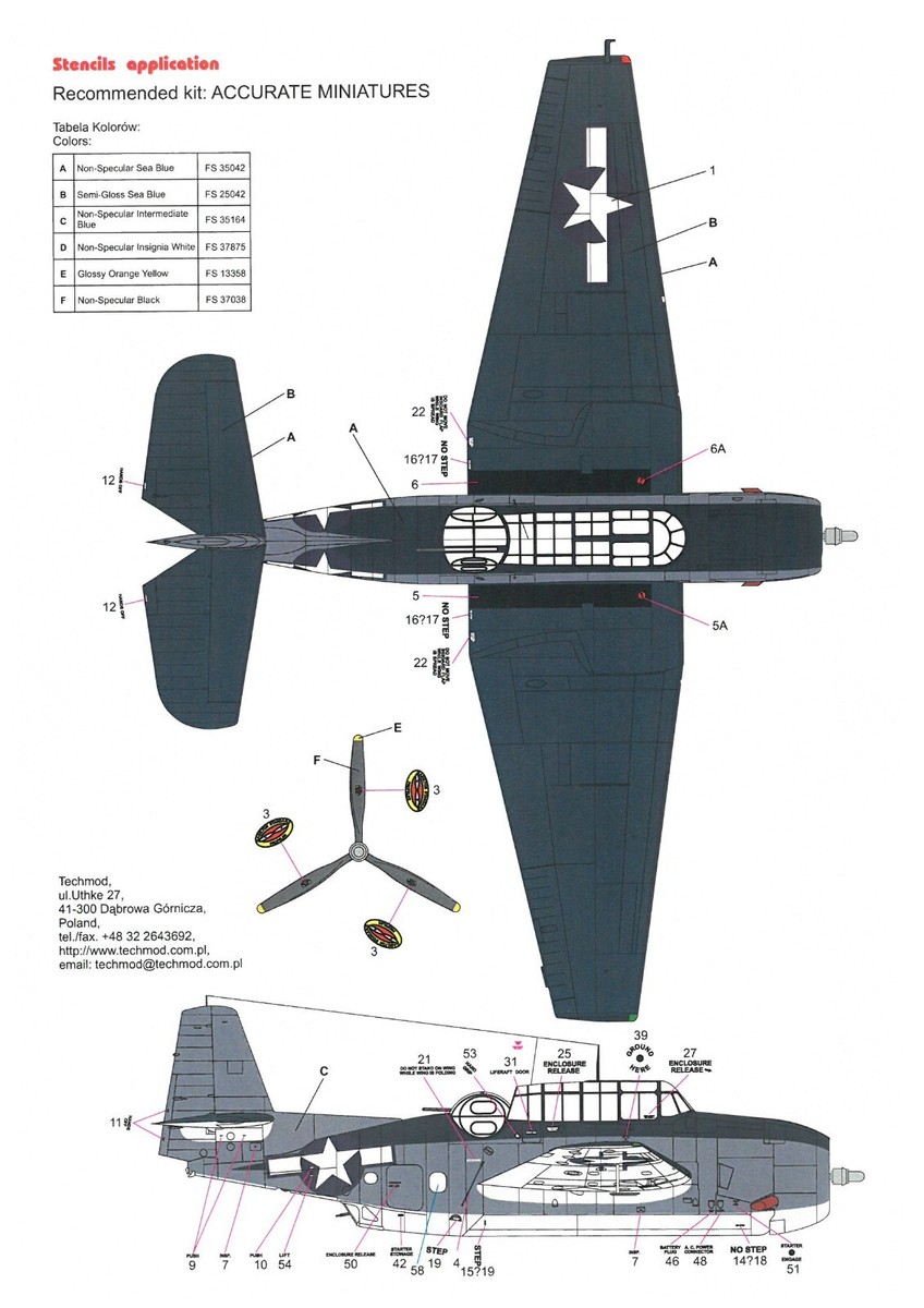 Techmod 48069 1/48 Grumman TBM-1C Avenger US Torpedo bomber