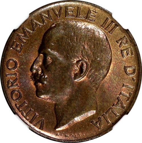 Italy Vittorio Emanuele III 1923 R 5 Centesimi NGC MS63 BN HIGH GRADE KM# 59 (4) - Picture 4 of 5