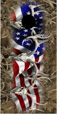 Deer buck skull hunting grass camouflage american flag cornhole game decal wrap