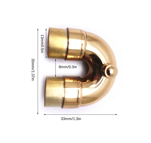 Bb Trumpet 2nd Valve Tuning Slide Replacement Gold Plated - Afbeelding 2 van 2