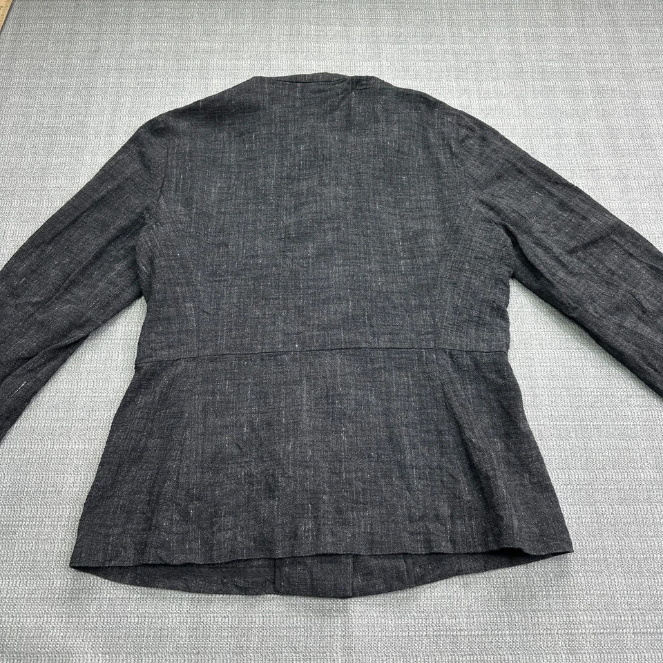 Blazer Eileen Fisher Mediano Mezcla de Lino Gris Jaspeado Chaqueta Clara Informal Negocios Foto 4 de 4