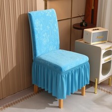 Universal Velvet Flower Chair Cover Stretch Ruffles High Back Dining Room Decor