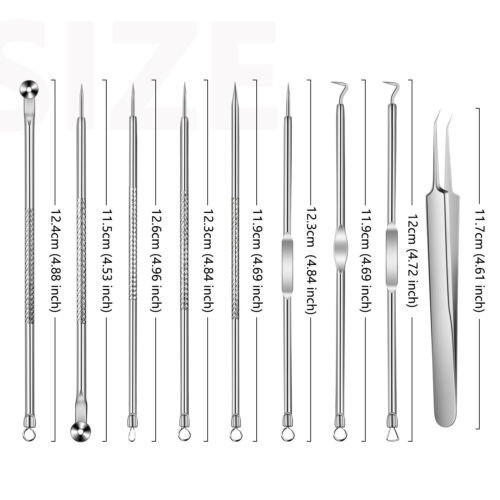 Acne Needle Pimple Popper Blackhead Remover Kit Tools Comedone Zit Extractor - Picture 3 of 14