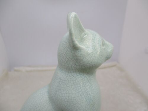 Japan Takahashi Cobalt Crackle-Blue Glazed Cat Staffordshire-Style Figure - Picture 11 of 17