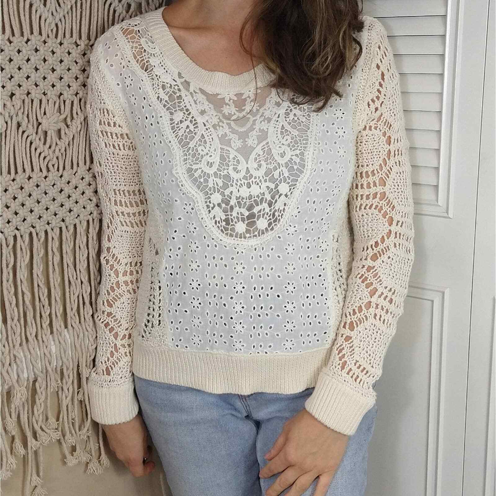 Free people ivory lace crochet eyelet 