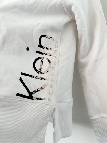 Calvin Klein Women White Sweater Cowl Neck Hoodie Pullover Logo GUC Size XS🔥🔥 - Picture 4 of 14