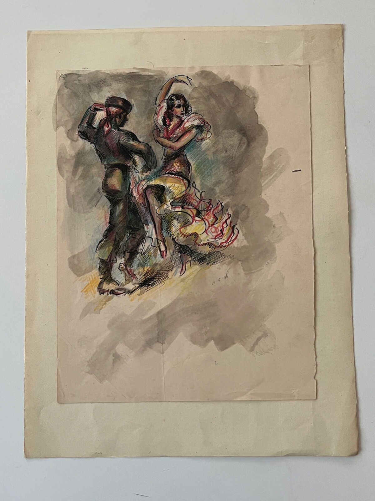 Art Dessin José Luis REY-VILA (1900-1983) Danseurs de Salsa 17/5/1948 (L12/A22)